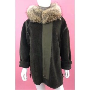 VINCE Coyote Fur Green Fleece Hoodie, Size L/XL